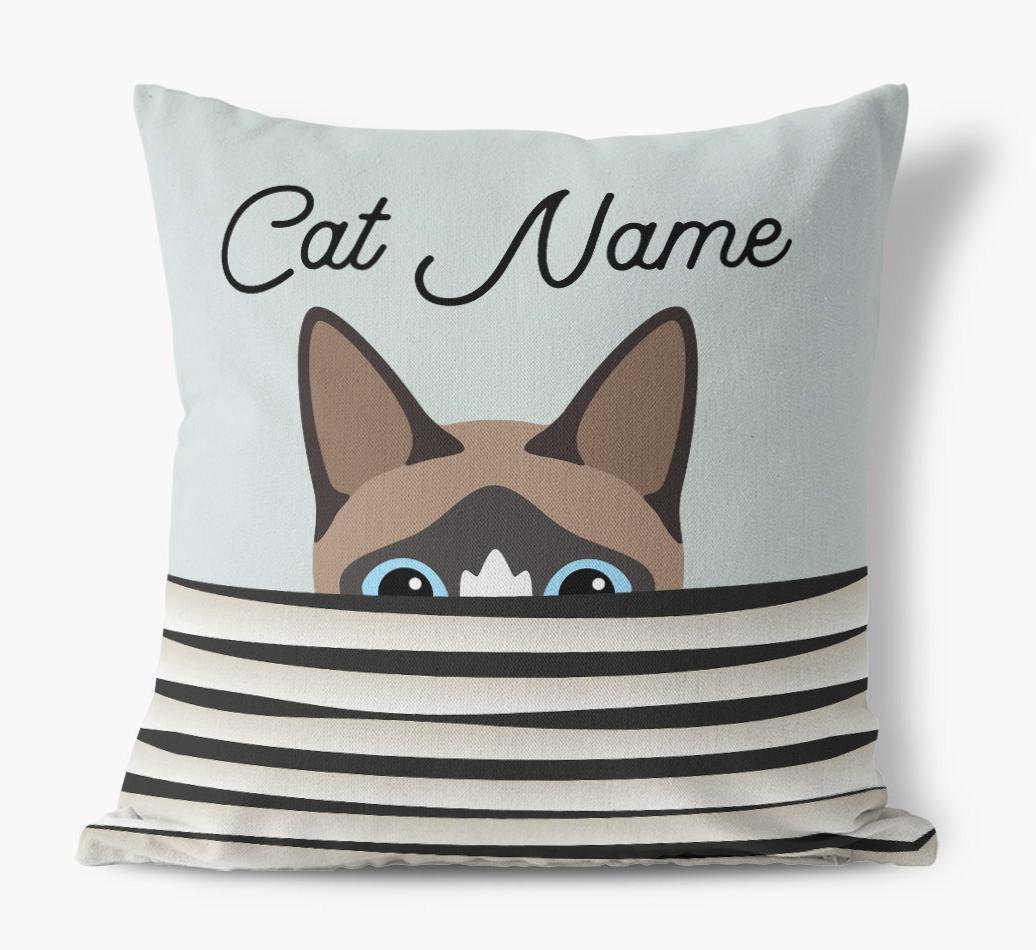 Peeking Cat: Personalized {breedCommonName} Canvas Pillow