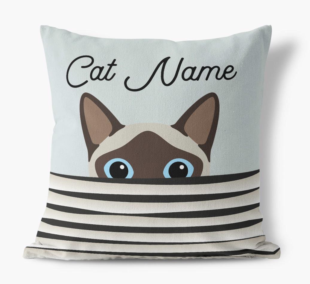 Peeking Cat: Personalized {breedCommonName} Canvas Pillow