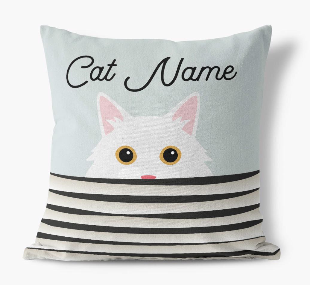 Peeking Cat: Personalized {breedCommonName} Canvas Pillow