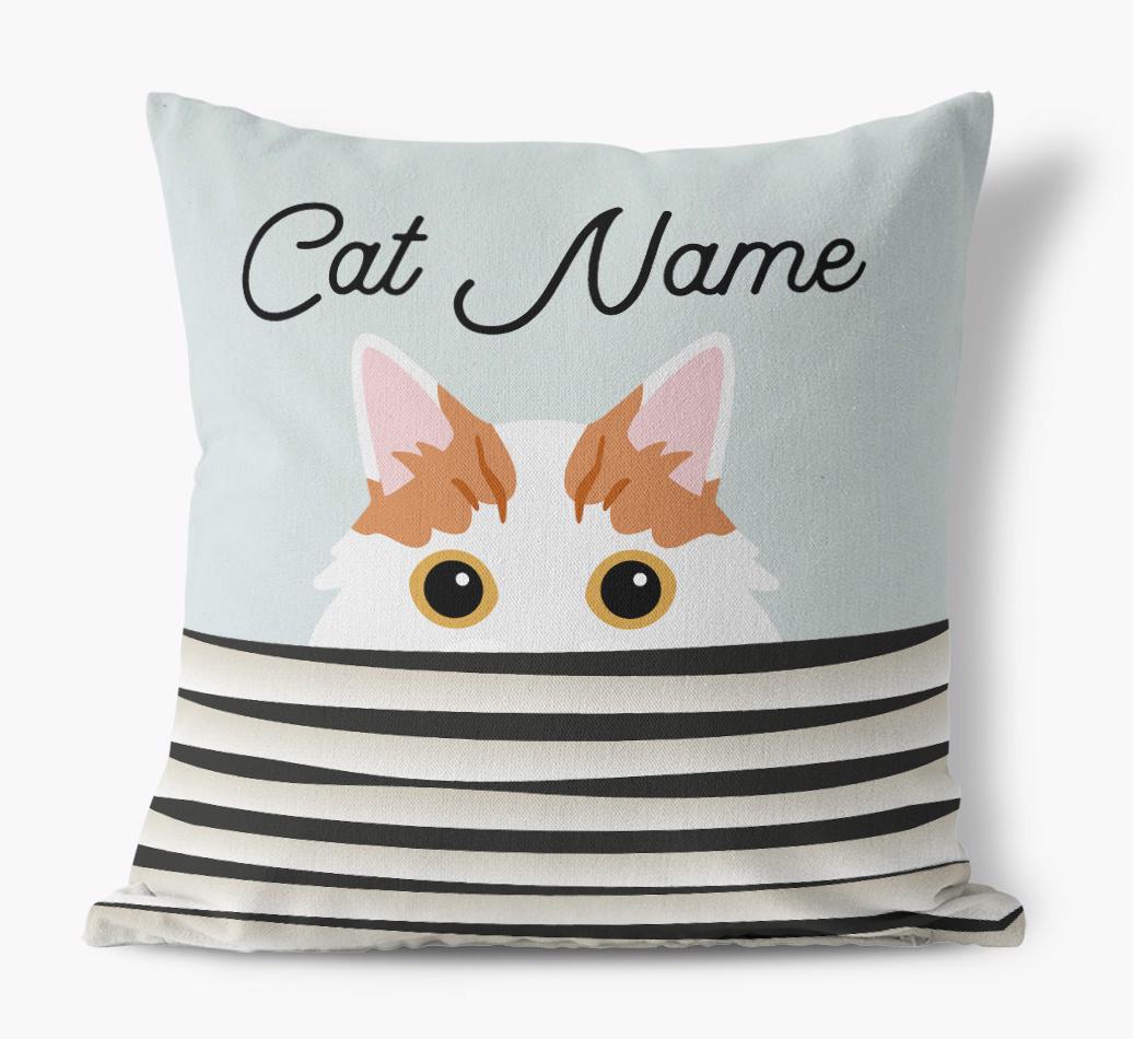 Peeking Cat: Personalized {breedCommonName} Canvas Pillow