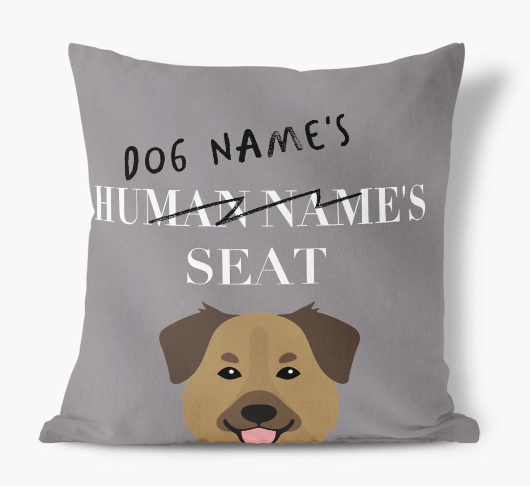 Human's Seat: Personalized {breedFullName} Canvas Pillow