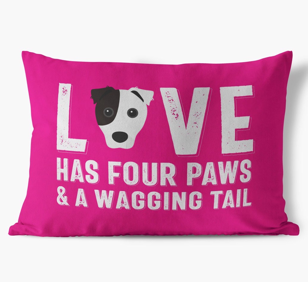 Love Has Four Paws: Personalised {breedFullName} Soft Touch Cushion