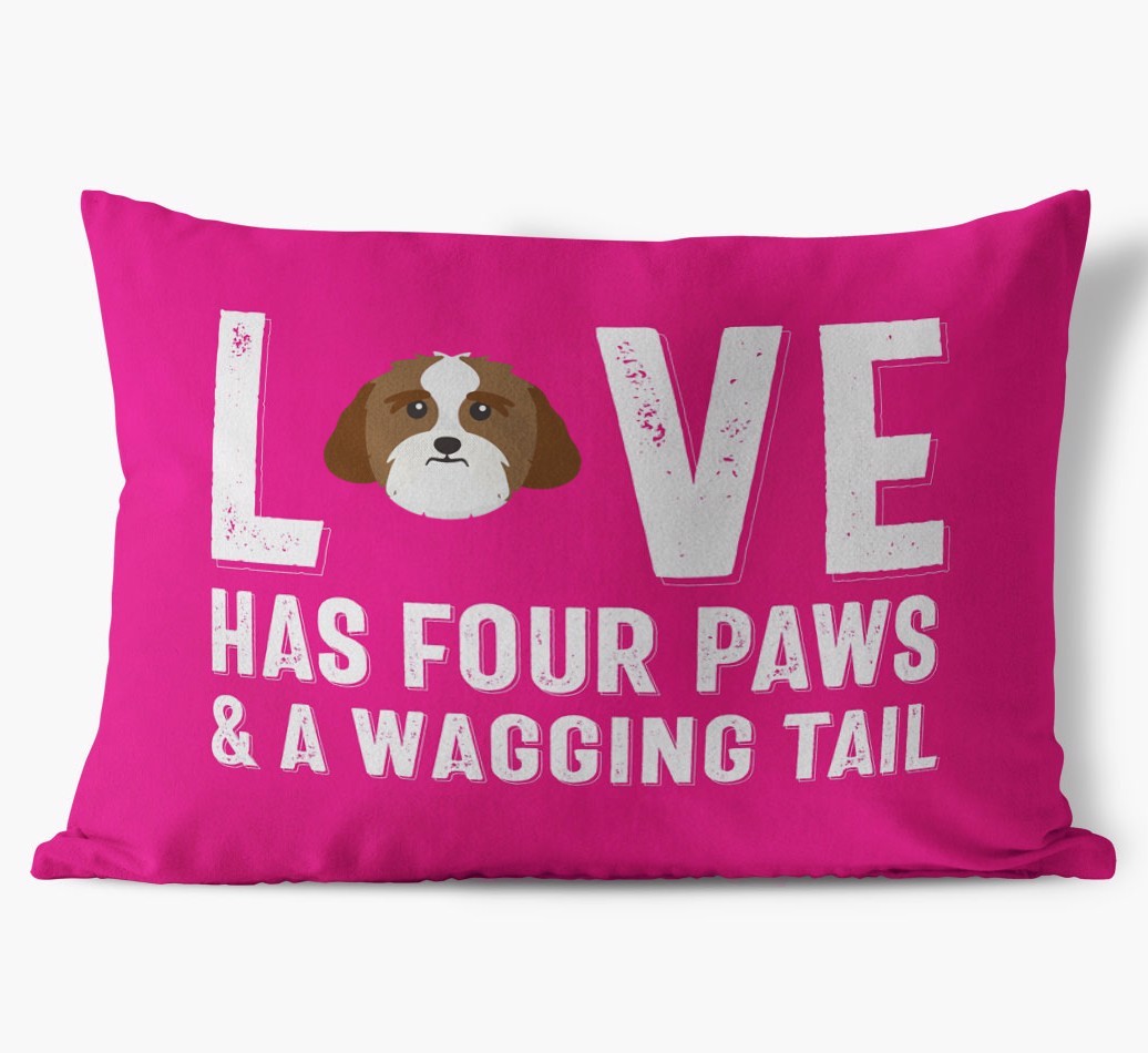 Love Has Four Paws: Personalised {breedFullName} Soft Touch Cushion