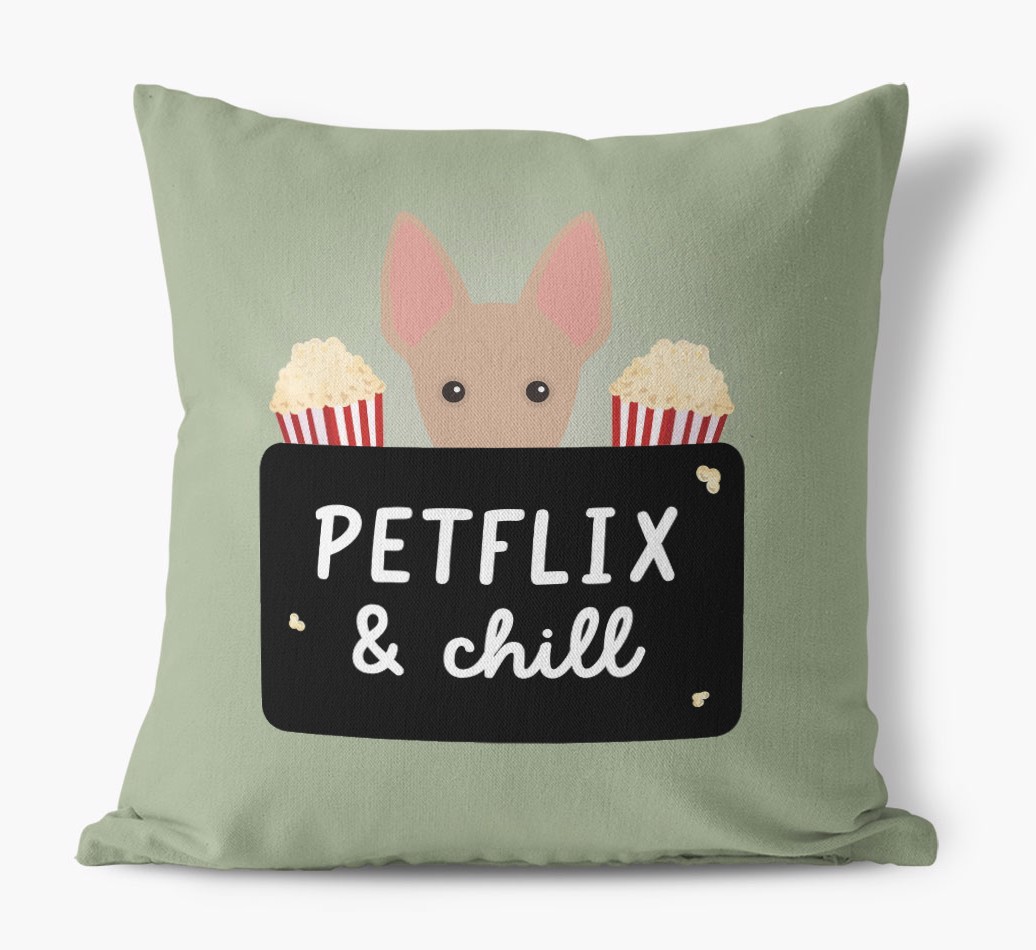 Petflix & Chill: Personalised {breedFullName} Canvas Cushion