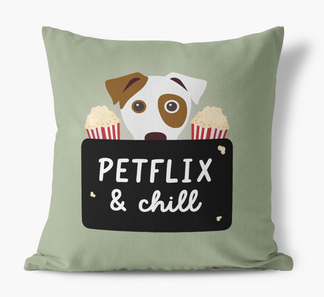 Petflix & Chill: Personalized {breedFullName} Canvas Pillow