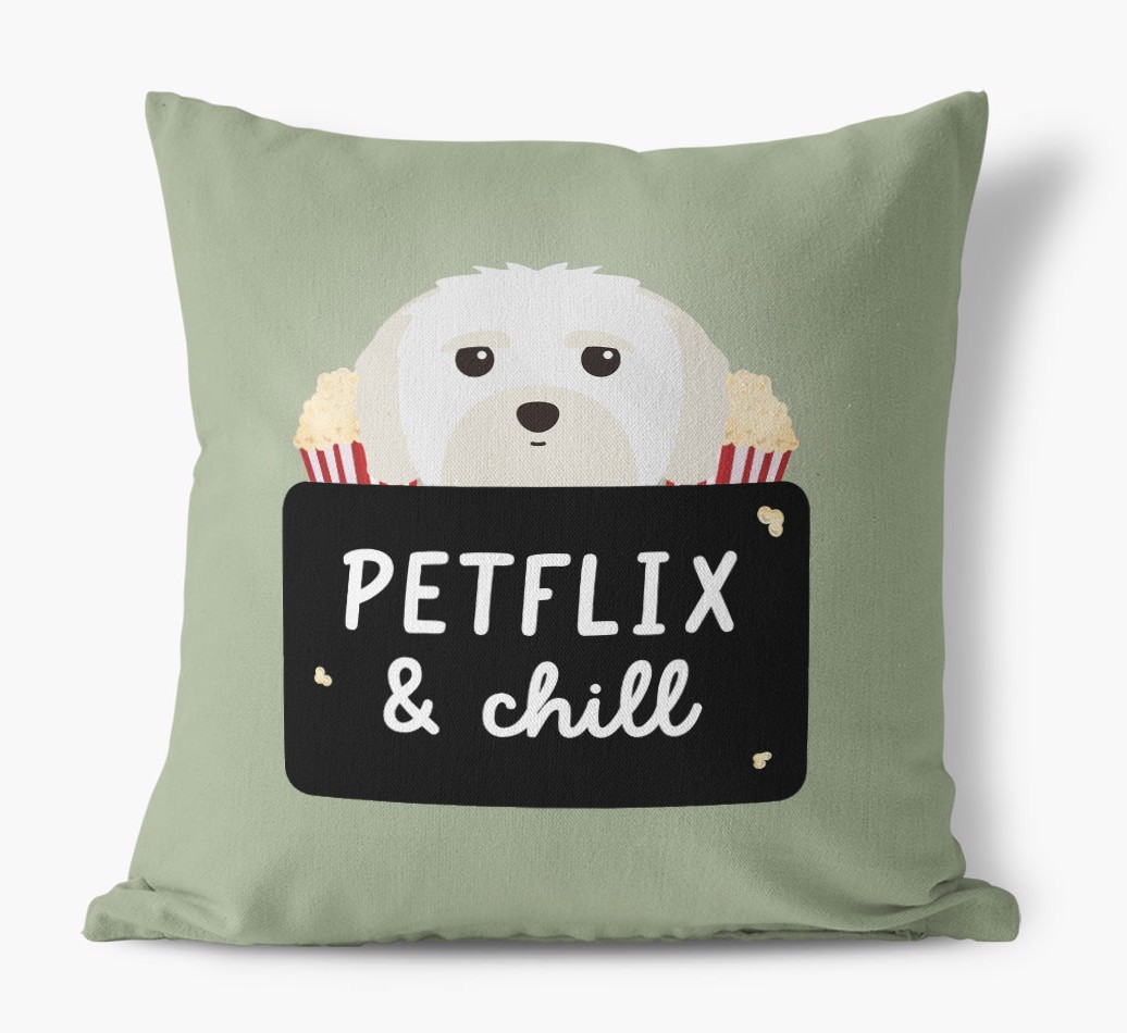 Petflix & Chill: Personalised {breedFullName} Canvas Cushion