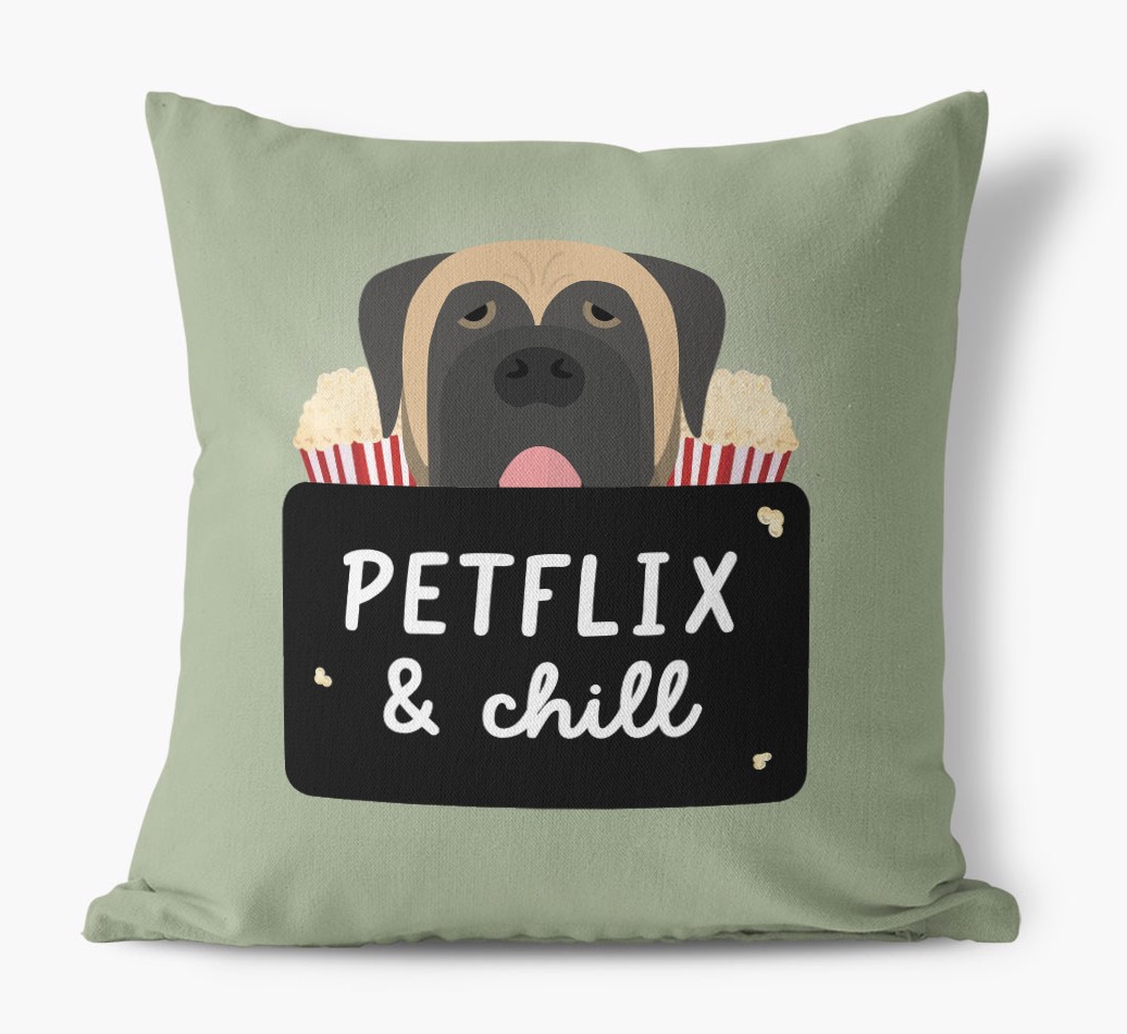Petflix & Chill: Personalized {breedFullName} Canvas Pillow