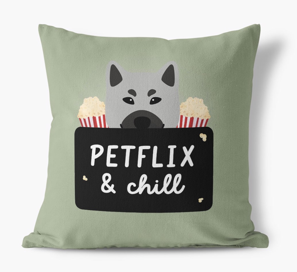 Petflix & Chill: Personalised {breedFullName} Canvas Cushion