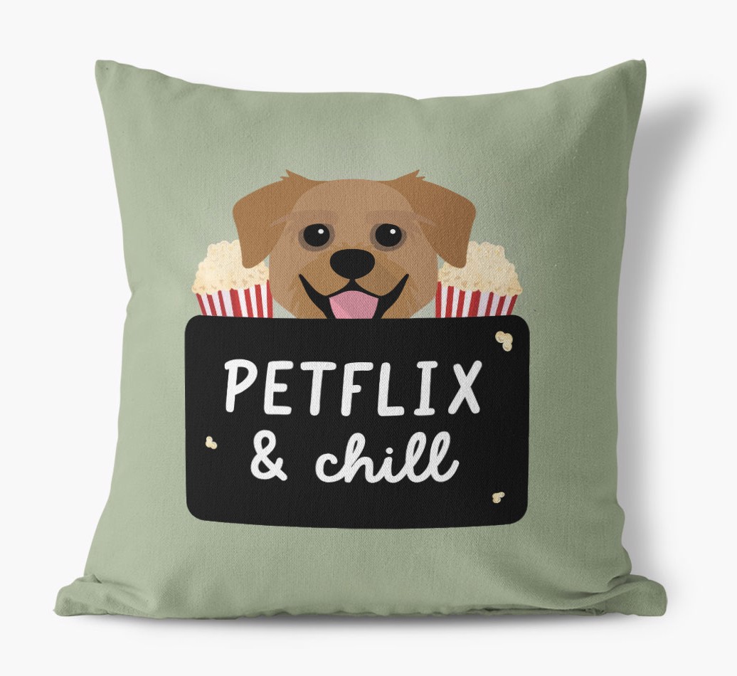 Petflix & Chill: Personalized {breedFullName} Canvas Pillow