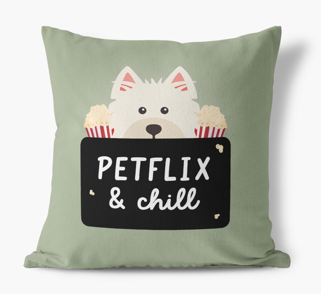 Petflix & Chill: Personalised {breedFullName} Canvas Cushion