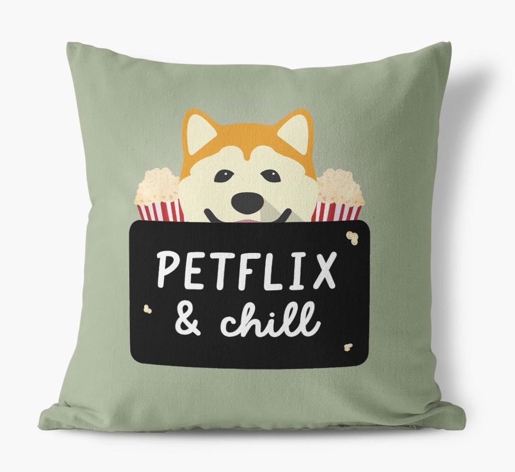 Petflix & Chill: Personalized {breedFullName} Canvas Pillow