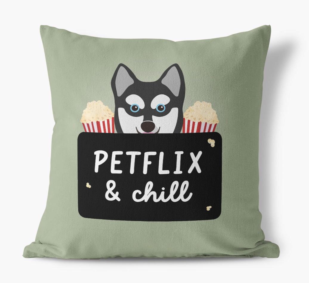 Petflix & Chill: Personalized {breedFullName} Canvas Pillow