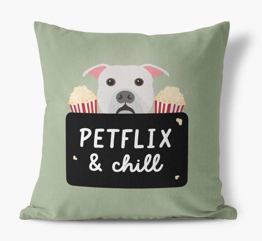 Petflix & Chill: Personalized {breedFullName} Canvas Pillow