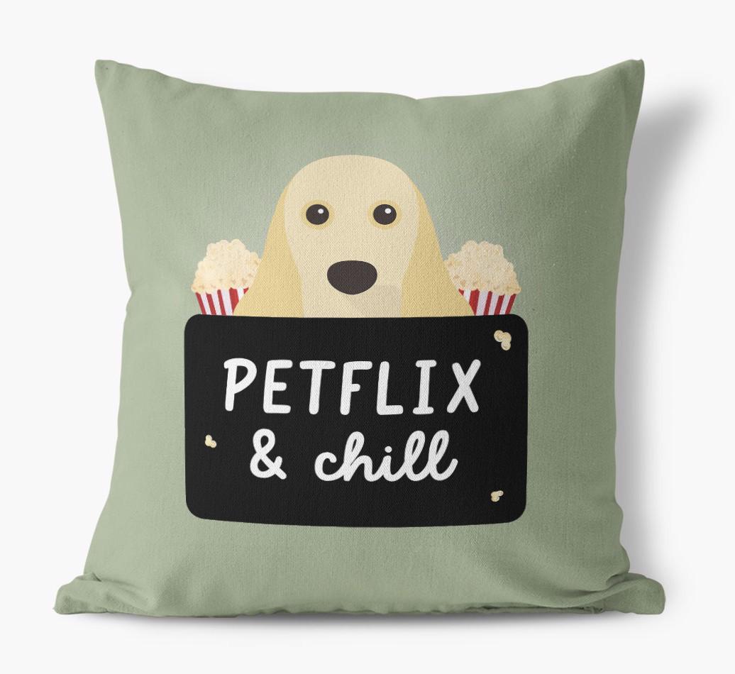 Petflix & Chill: Personalized {breedFullName} Canvas Pillow