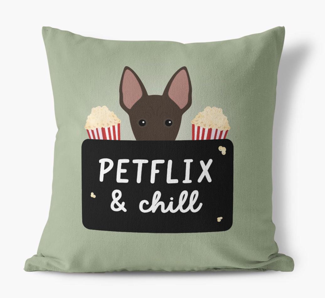 Petflix & Chill: Personalized {breedFullName} Canvas Pillow