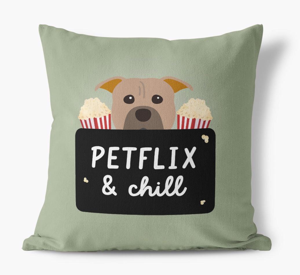 Petflix & Chill: Personalized {breedFullName} Canvas Pillow