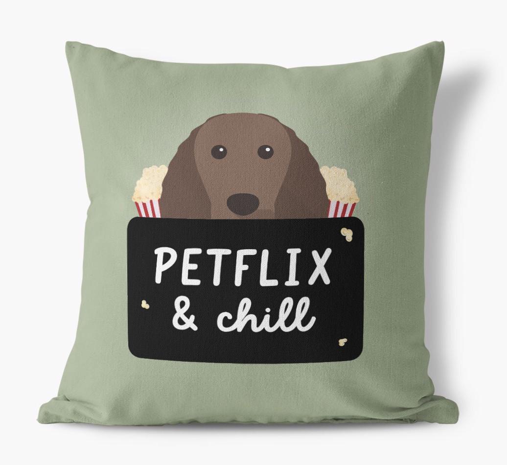 Petflix & Chill: Personalized {breedFullName} Canvas Pillow