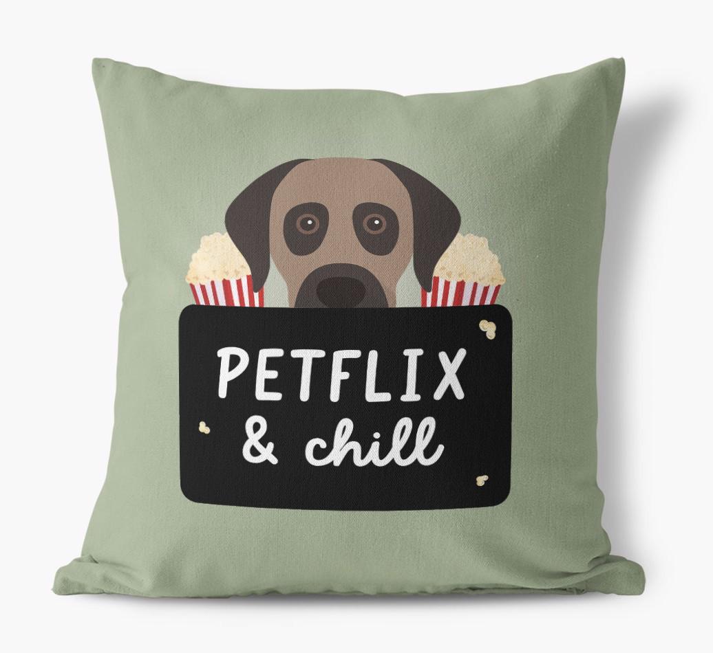 Petflix & Chill: Personalized {breedFullName} Canvas Pillow