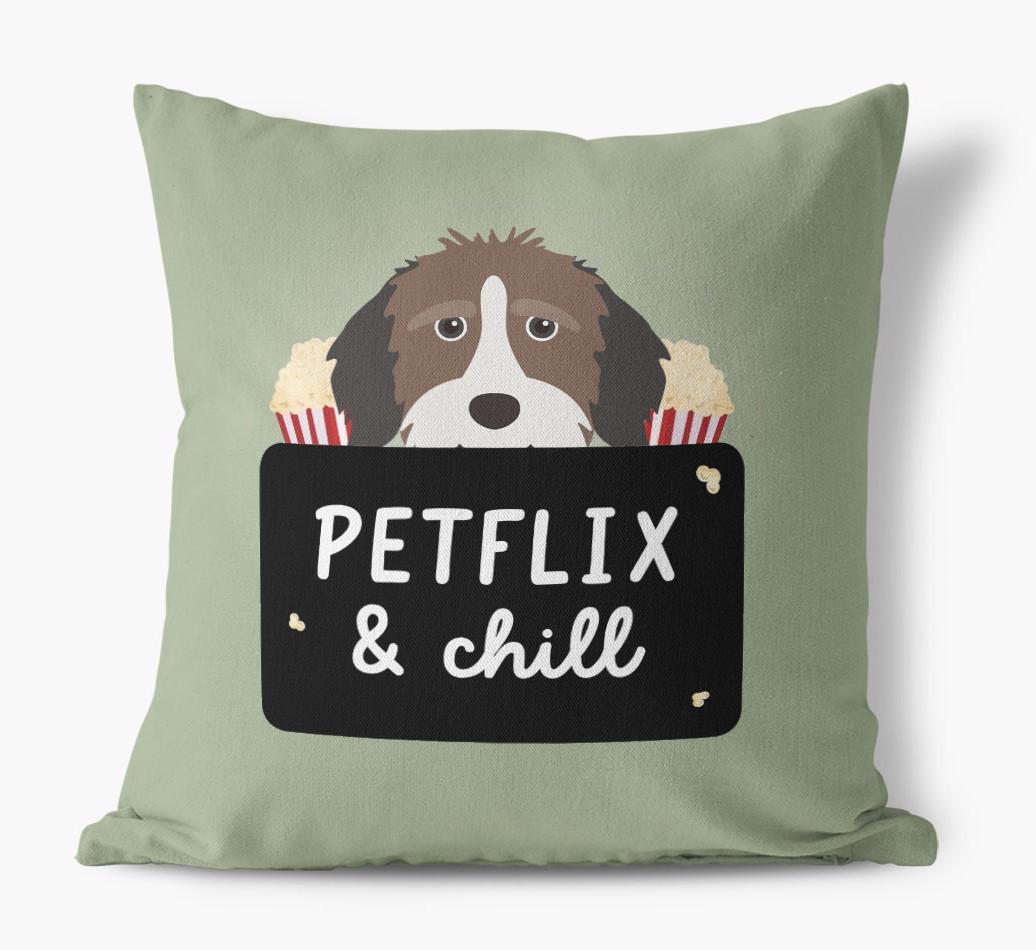 Petflix & Chill: Personalized {breedFullName} Canvas Pillow