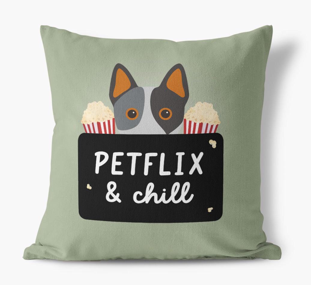 Petflix & Chill: Personalized {breedFullName} Canvas Pillow