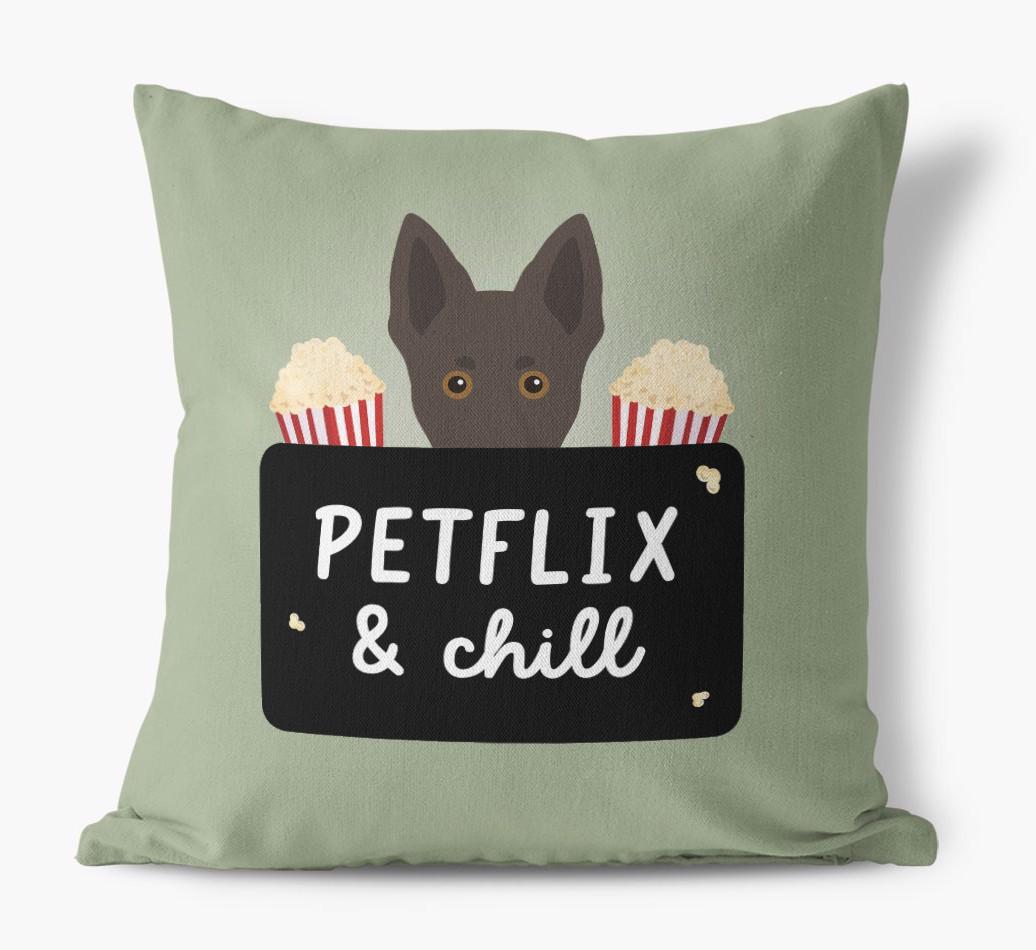 Petflix & Chill: Personalized {breedFullName} Canvas Pillow