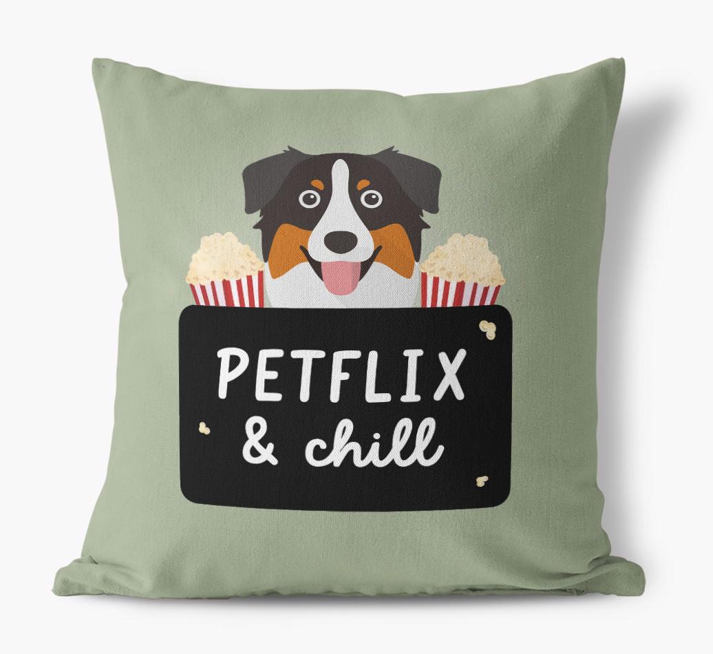 Petflix & Chill: Personalized {breedFullName} Canvas Pillow