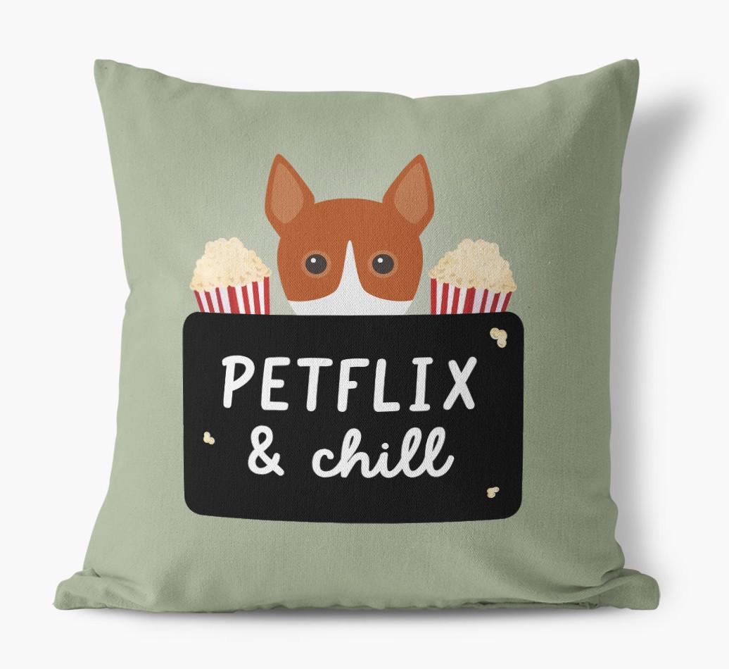 Petflix & Chill: Personalized {breedFullName} Canvas Pillow