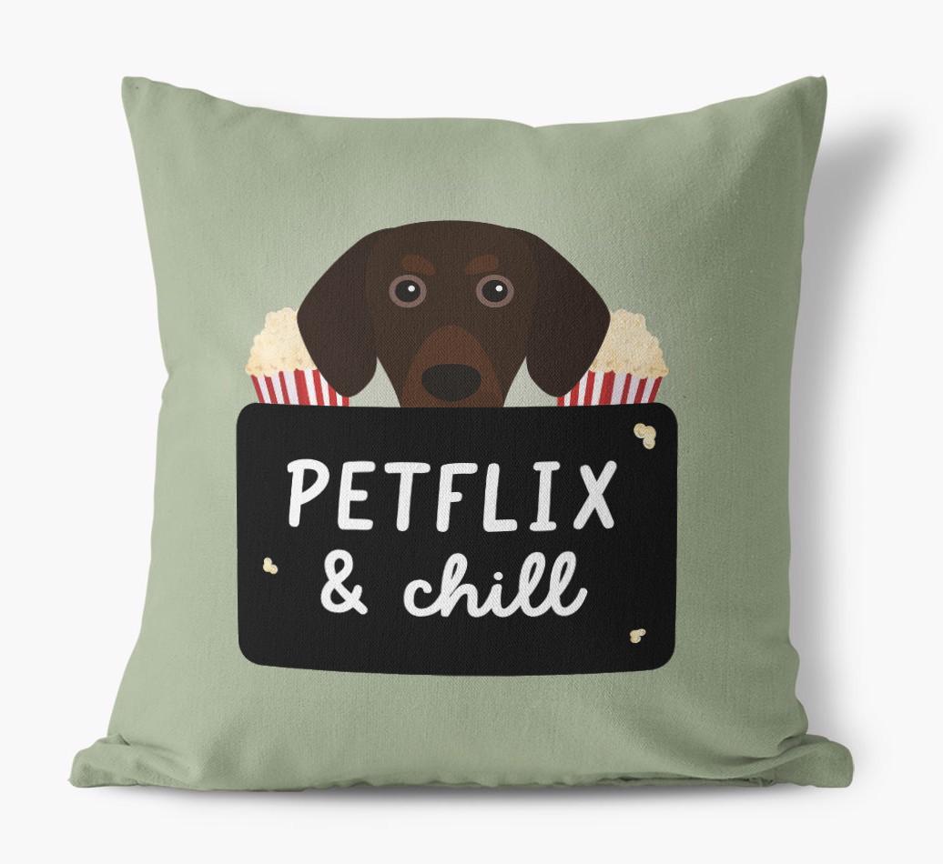 Petflix & Chill: Personalized {breedFullName} Canvas Pillow