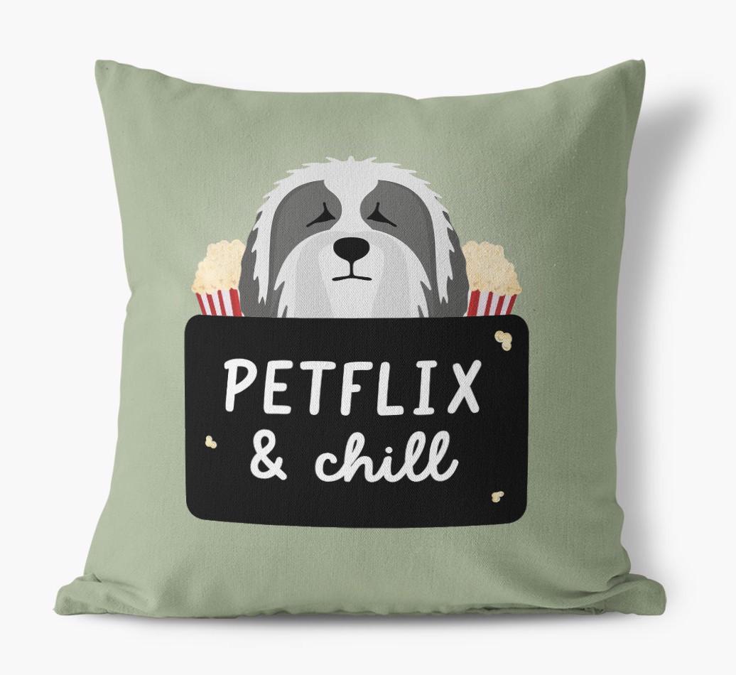 Petflix & Chill: Personalized {breedFullName} Canvas Pillow