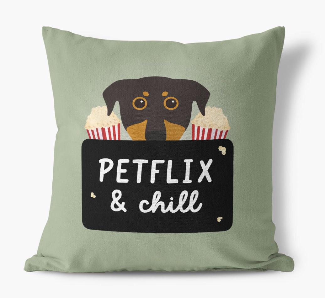 Petflix & Chill: Personalized {breedFullName} Canvas Pillow