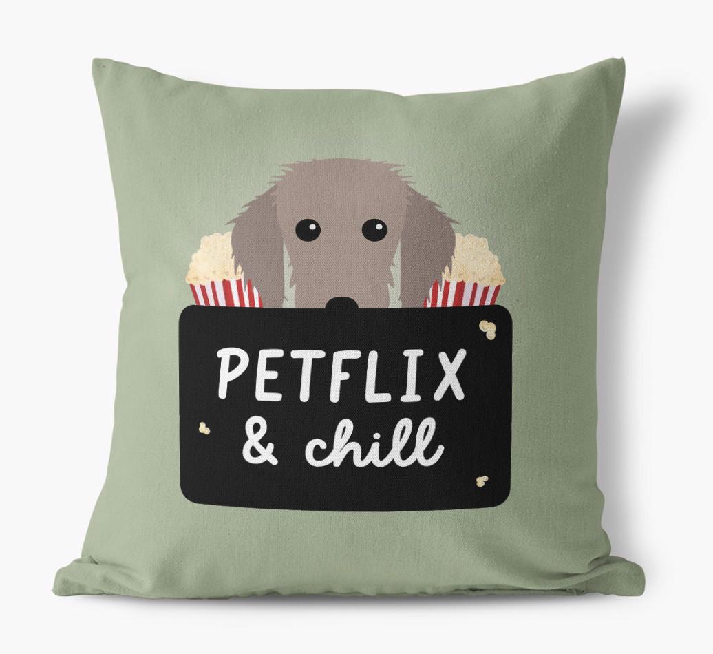 Petflix & Chill: Personalized {breedFullName} Canvas Pillow