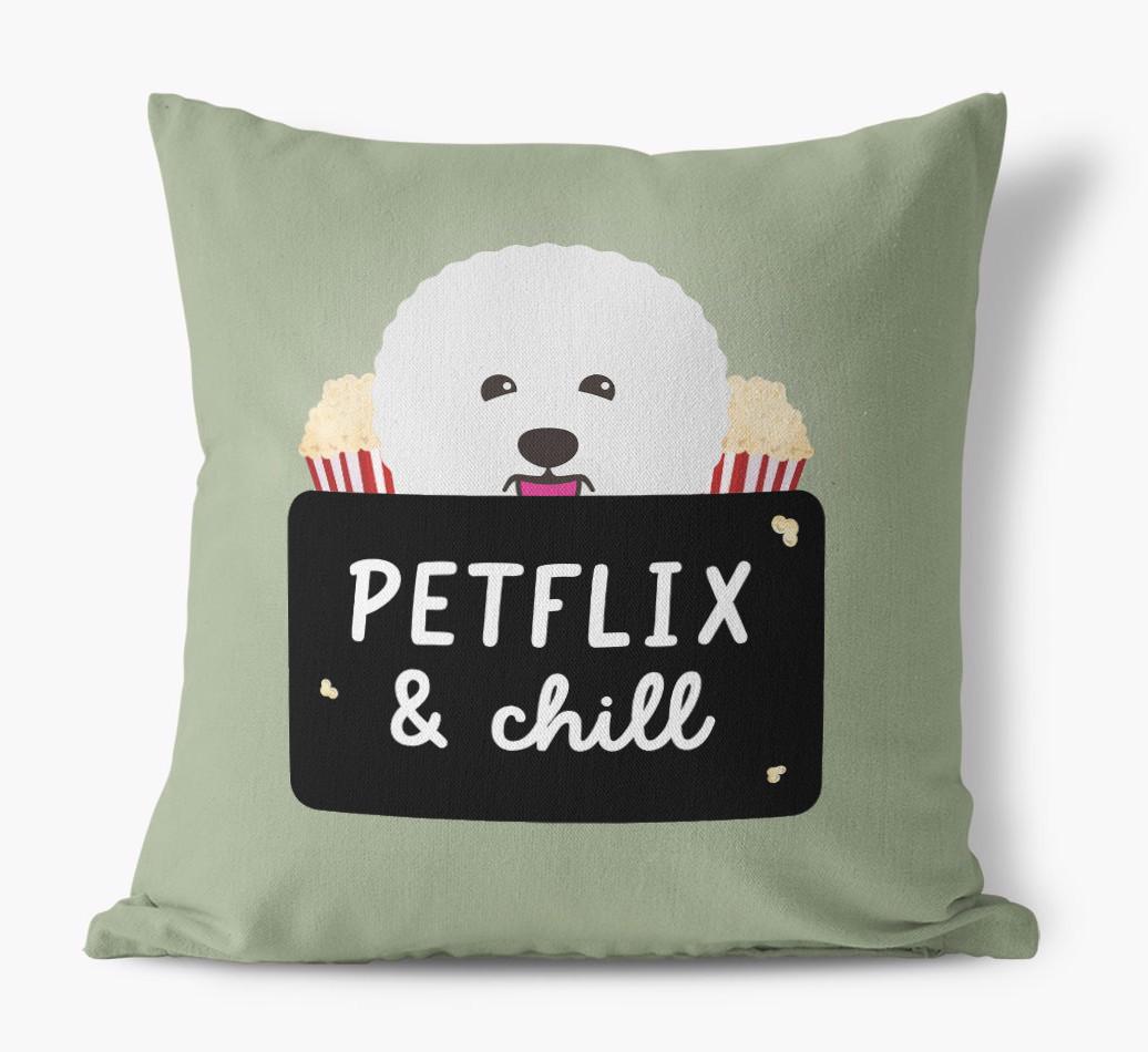 Petflix & Chill: Personalized {breedFullName} Canvas Pillow