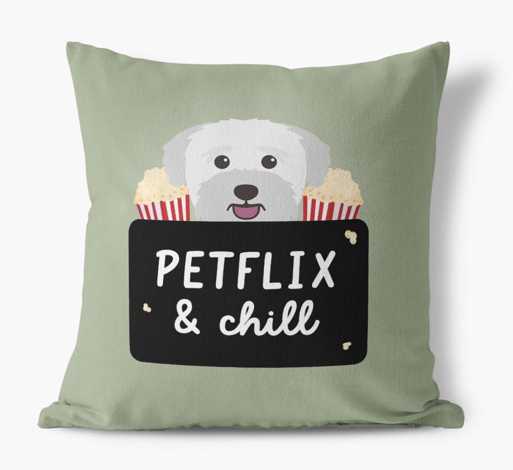 Petflix & Chill: Personalized {breedFullName} Canvas Pillow