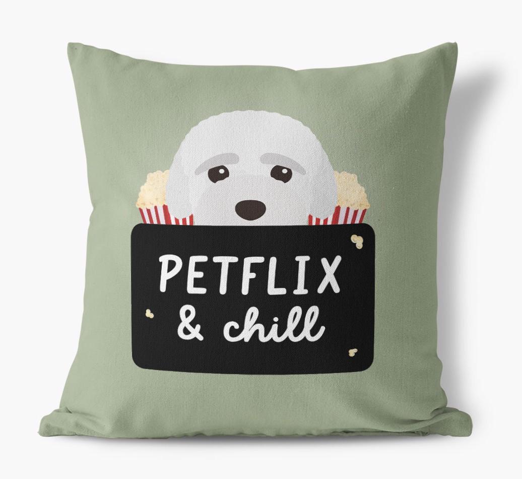 Petflix & Chill: Personalized {breedFullName} Canvas Pillow