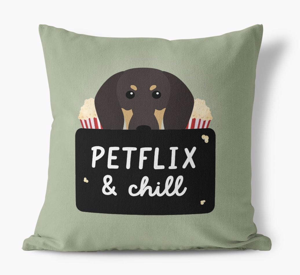 Petflix & Chill: Personalized {breedFullName} Canvas Pillow