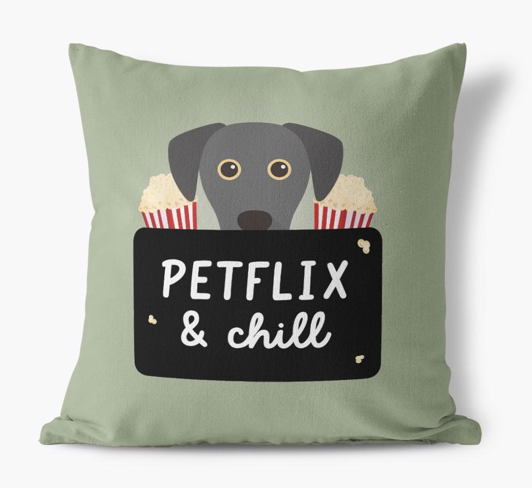 Petflix & Chill: Personalized {breedFullName} Canvas Pillow