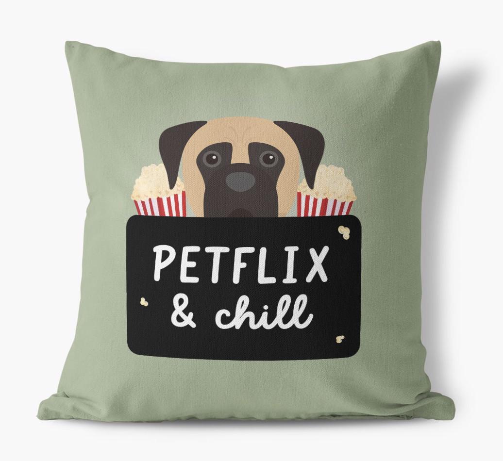 Petflix & Chill: Personalized {breedFullName} Canvas Pillow