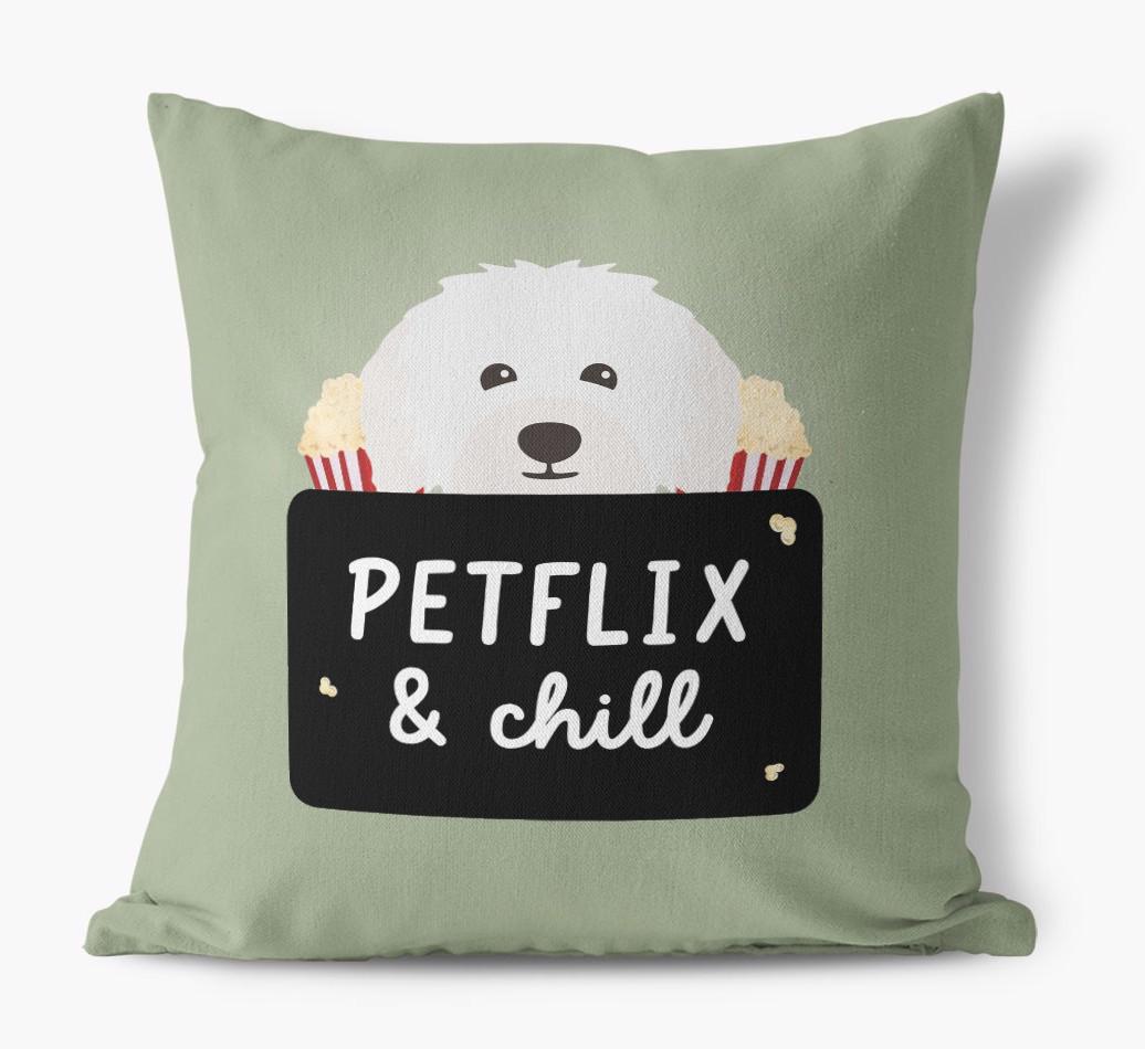 Petflix & Chill: Personalized {breedFullName} Canvas Pillow