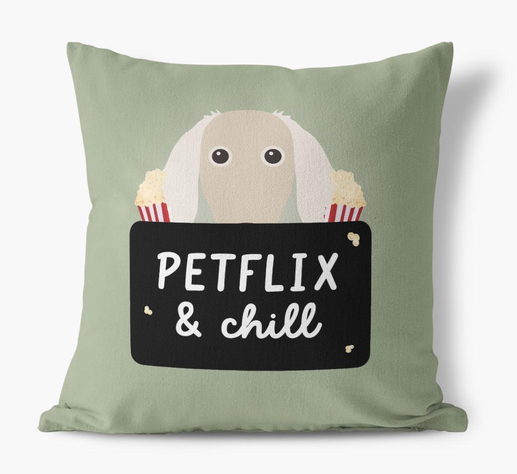 Petflix & Chill: Personalized {breedFullName} Canvas Pillow