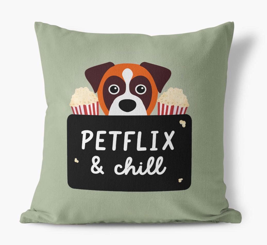 Petflix & Chill: Personalized {breedFullName} Canvas Pillow