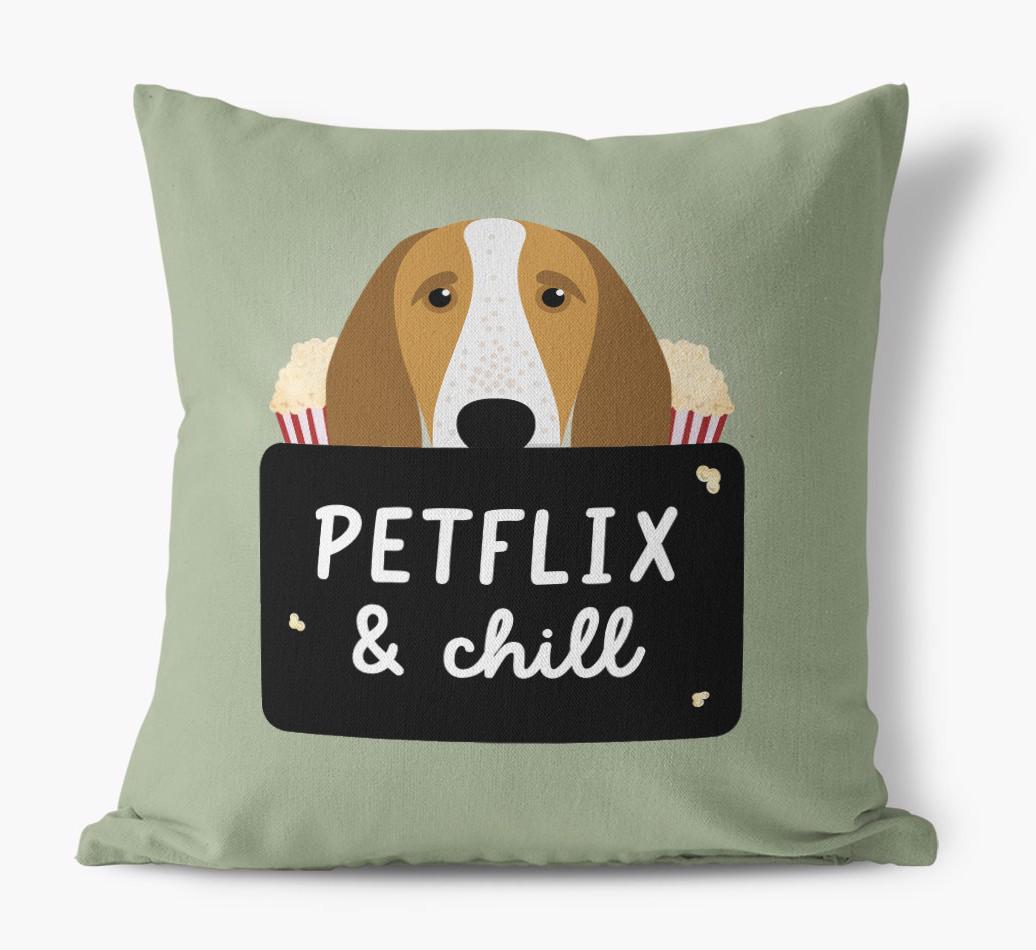 Petflix & Chill: Personalized {breedFullName} Canvas Pillow
