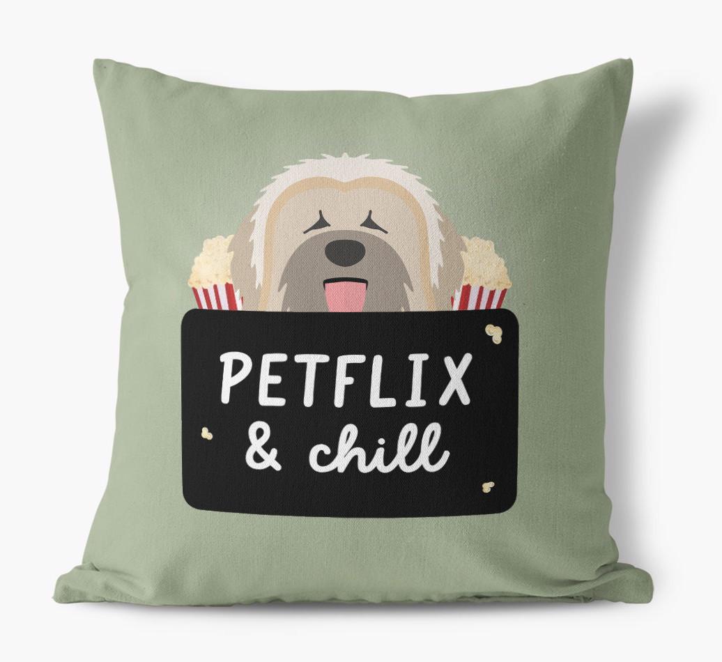 Petflix & Chill: Personalized {breedFullName} Canvas Pillow