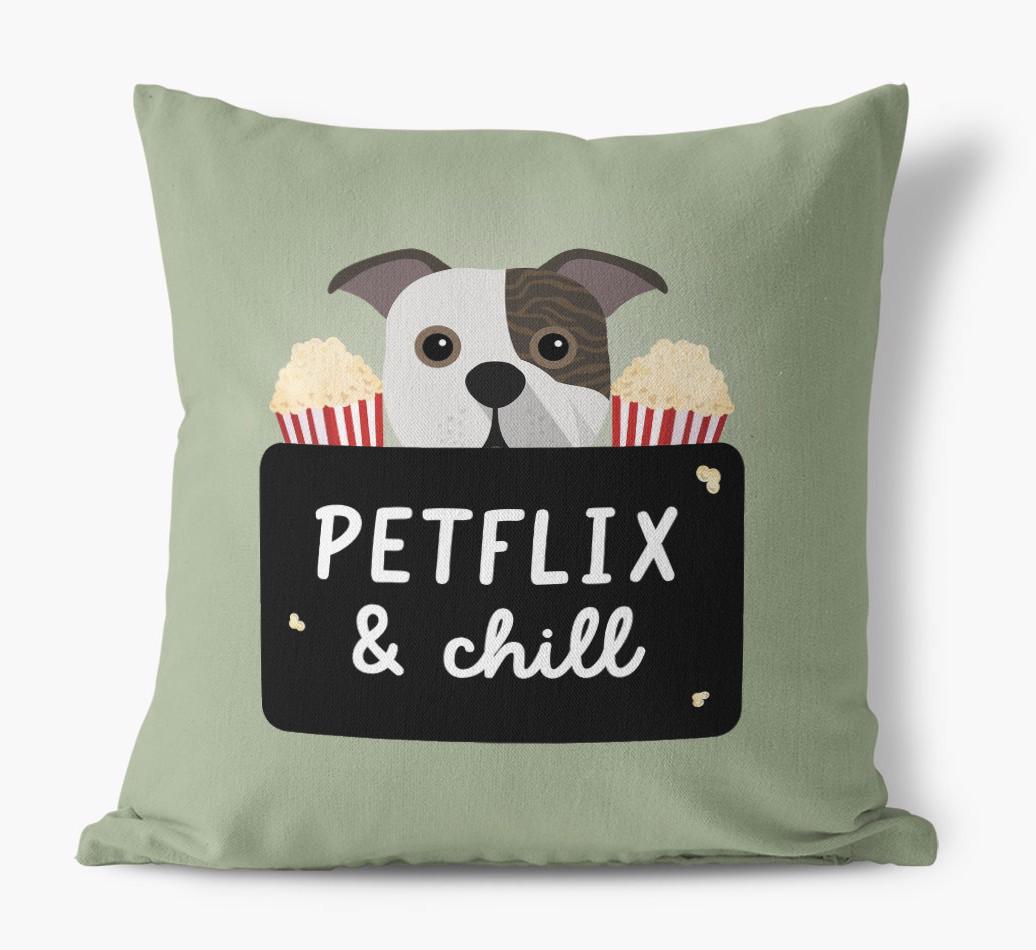 Petflix & Chill: Personalized {breedFullName} Canvas Pillow