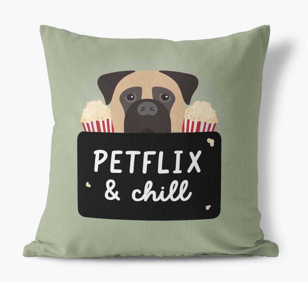 Petflix & Chill: Personalized {breedFullName} Canvas Pillow