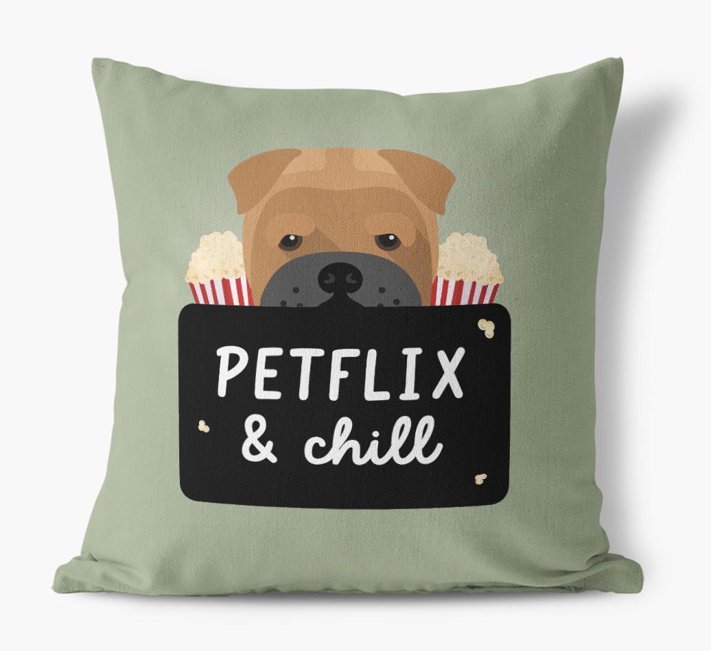 Petflix & Chill: Personalized {breedFullName} Canvas Pillow