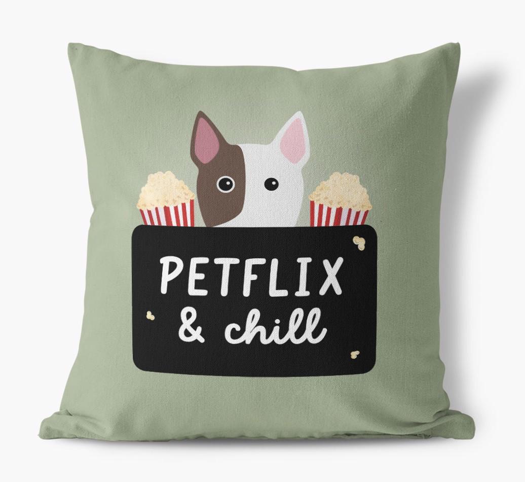 Petflix & Chill: Personalized {breedFullName} Canvas Pillow