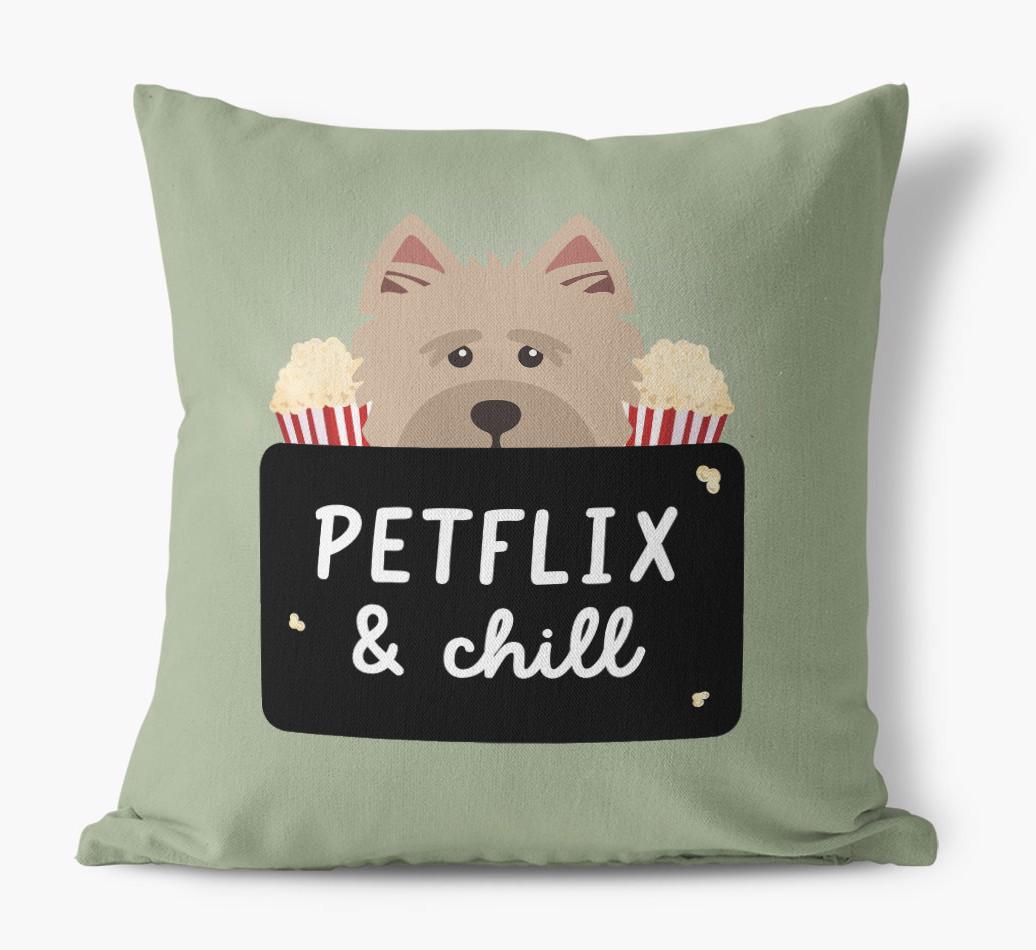 Petflix & Chill: Personalized {breedFullName} Canvas Pillow