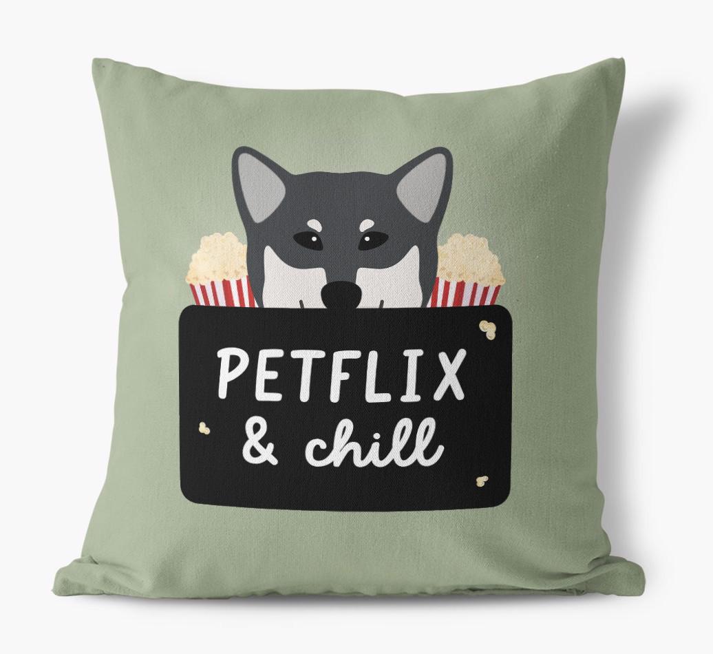 Petflix & Chill: Personalized {breedFullName} Canvas Pillow