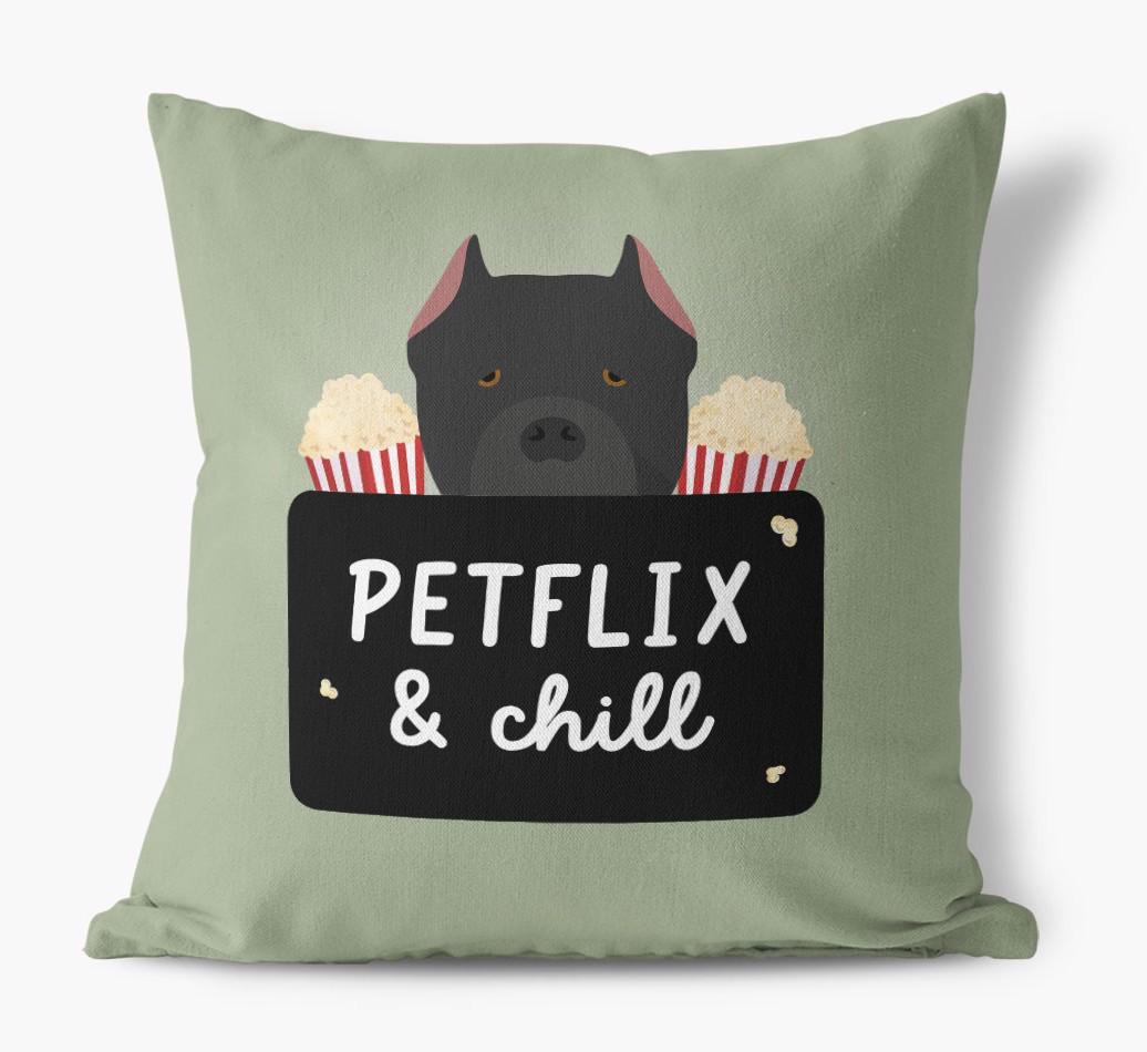 Petflix & Chill: Personalized {breedFullName} Canvas Pillow