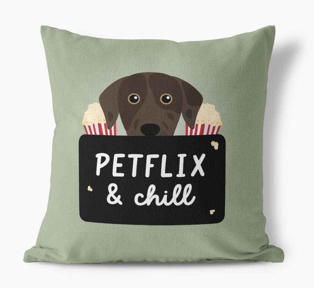 Petflix & Chill: Personalized {breedFullName} Canvas Pillow